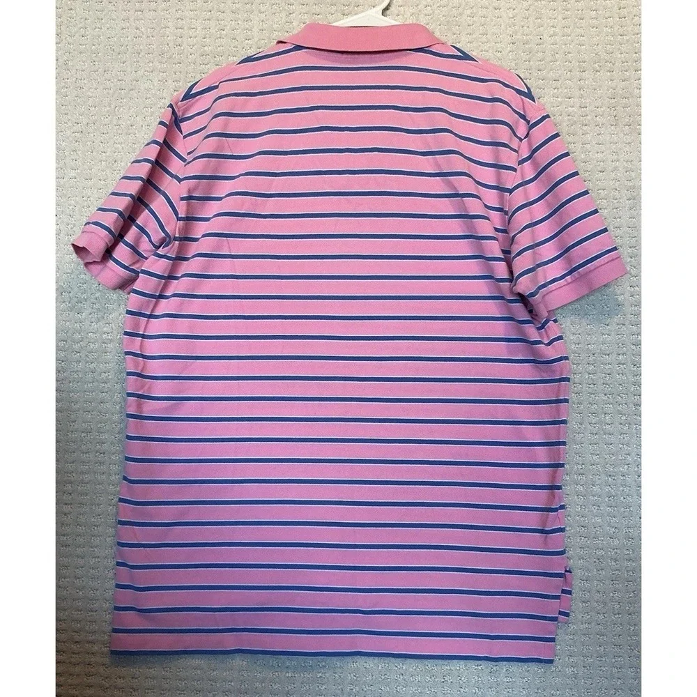 Polo Ralph Lauren Vintage Golf Polo Pink Blue Stripe Textured‎ Cotton XL